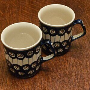 2 Polish Pottery Boleslawiec Mugs. Hand Painted